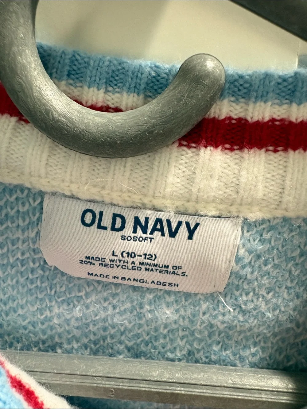 Old Navy Light Blue, White & Red 'Ski Ya Later' Crewneck Sweater